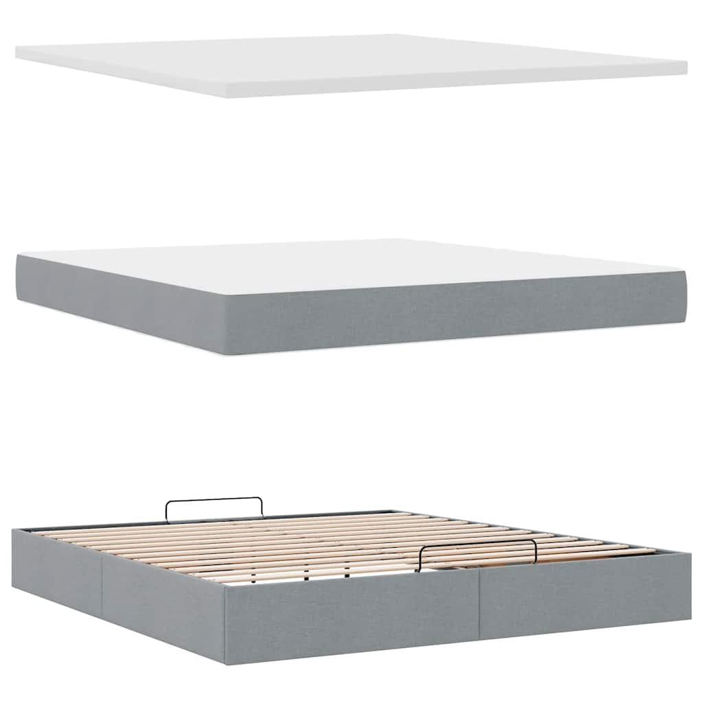 Otomanski krevet s madracem svijetlosivi 160x200 cm tkanine