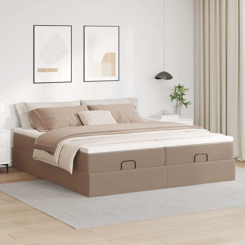 Okvir kreveta s madracima cappuccina 200x200 cm umjetna koža