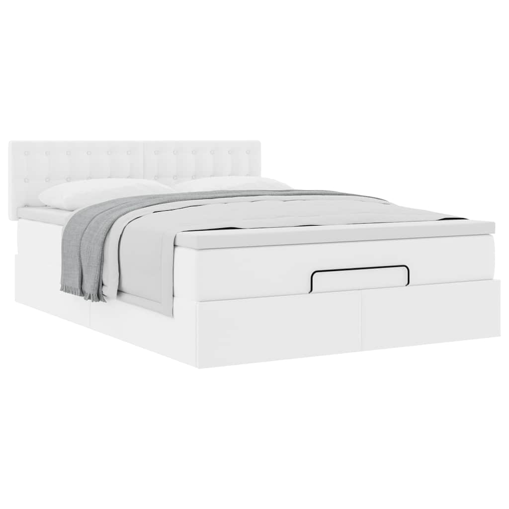 Otomanski okvir kreveta s madraca bijela 140x200cm umjetna koža