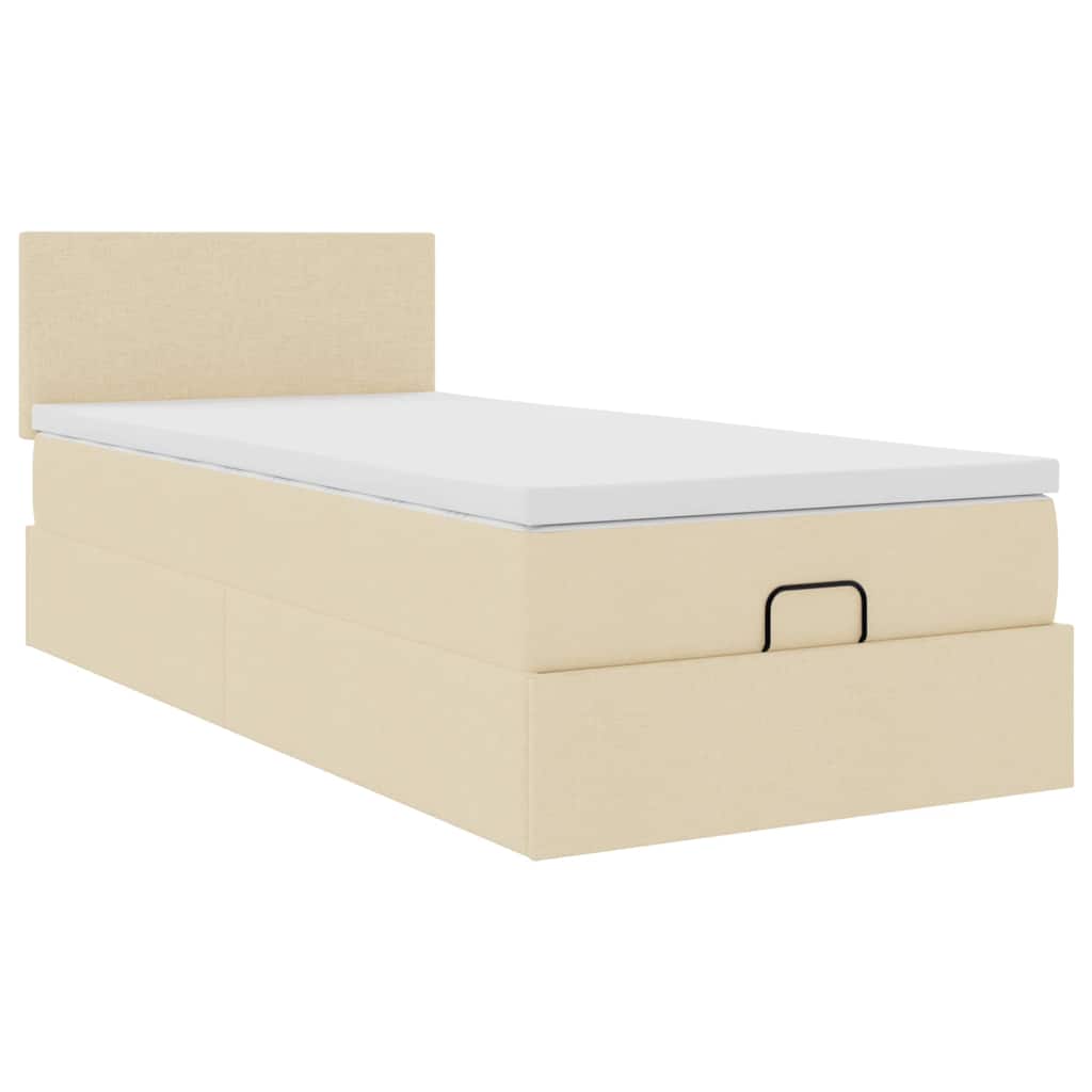 Otomanski okvir kreveta s madraca krem 80x200cm od tkanine