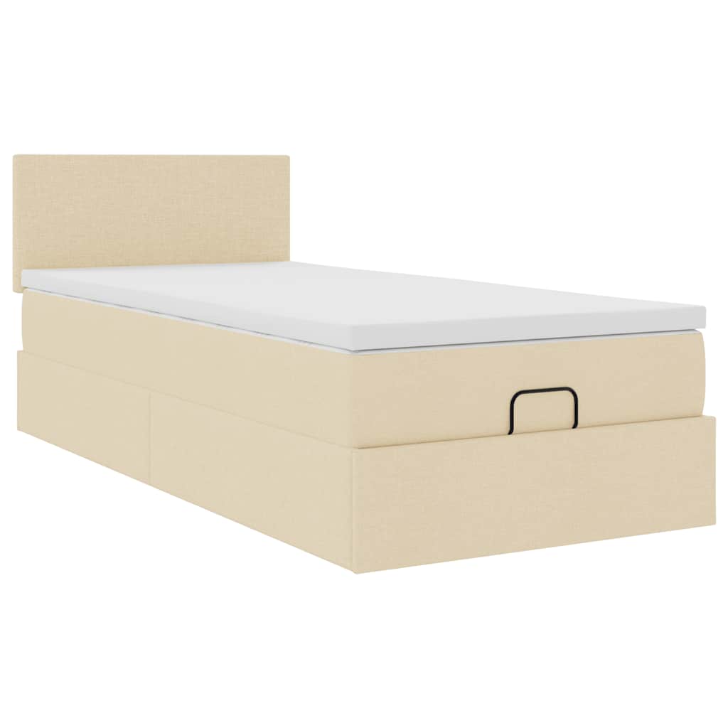 Otomanski krevet s madracem krem 90x200 cm tkanine