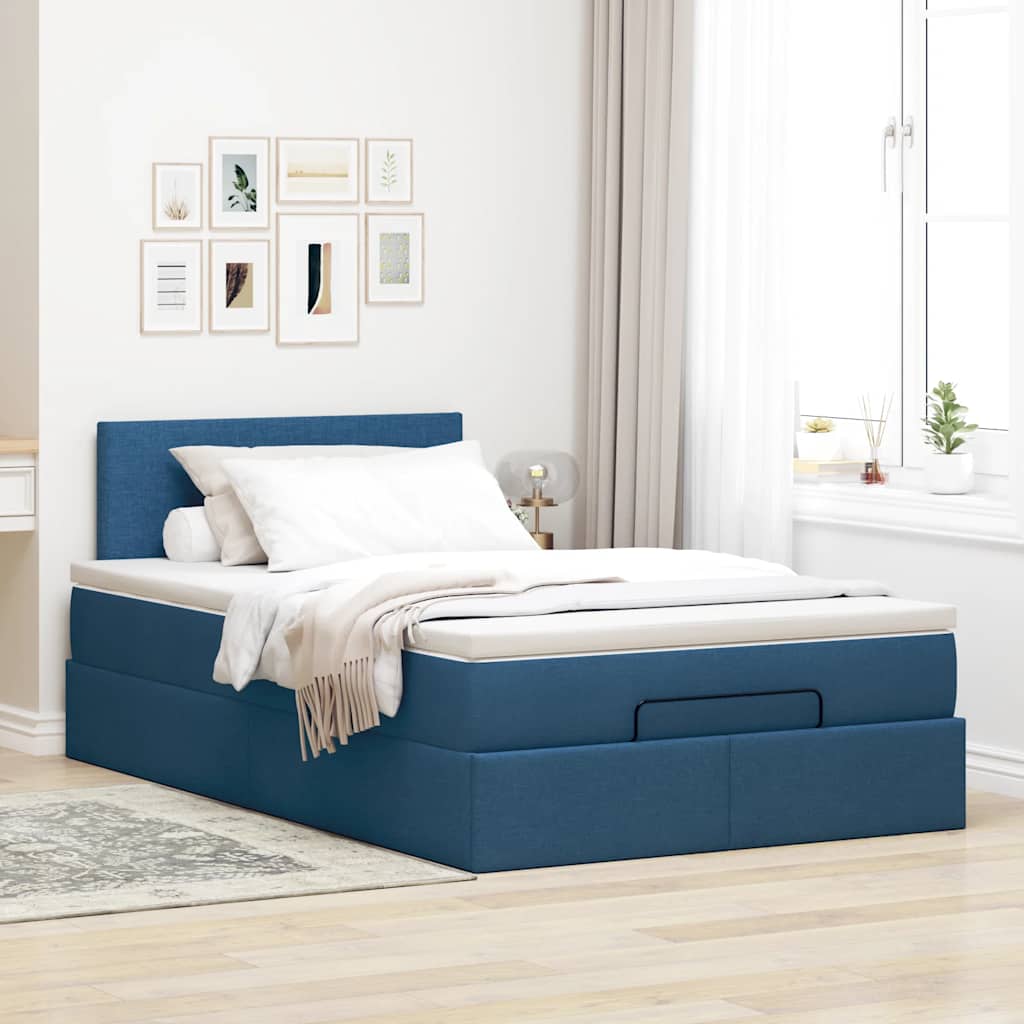 Otomanski krevet s madracem plavi 120x200 cm tkanine