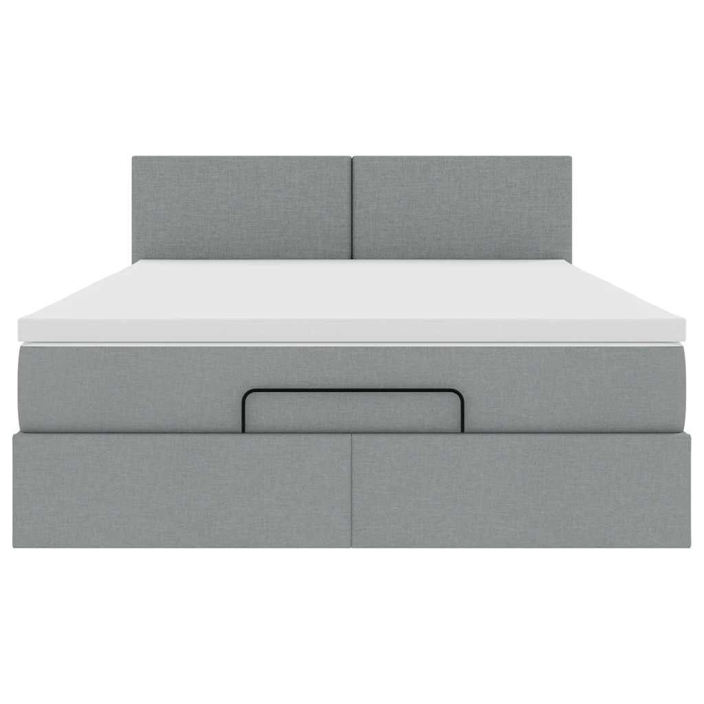 Otomanski krevet s madracem svijetlosivi 140x190 cm od tkanine