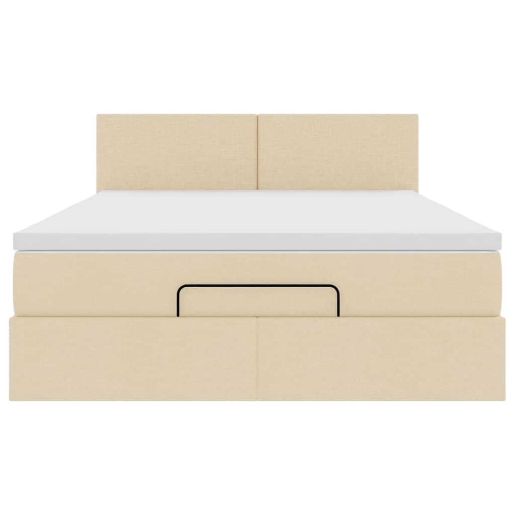 Otomanski krevet s madracem krem 140x190cm od tkanine