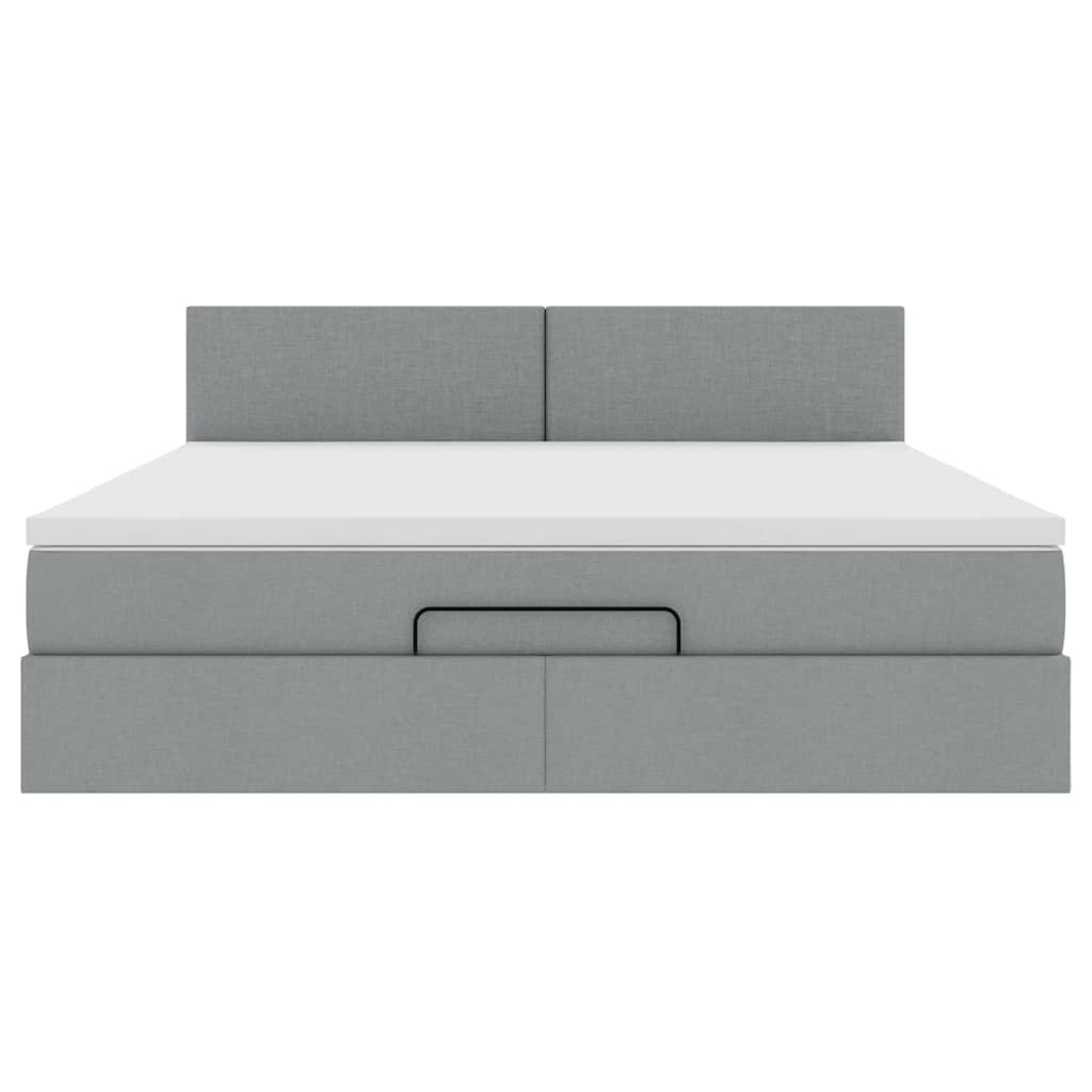 Otomanski krevet s madracem svijetlosivi 160x200 cm tkanine