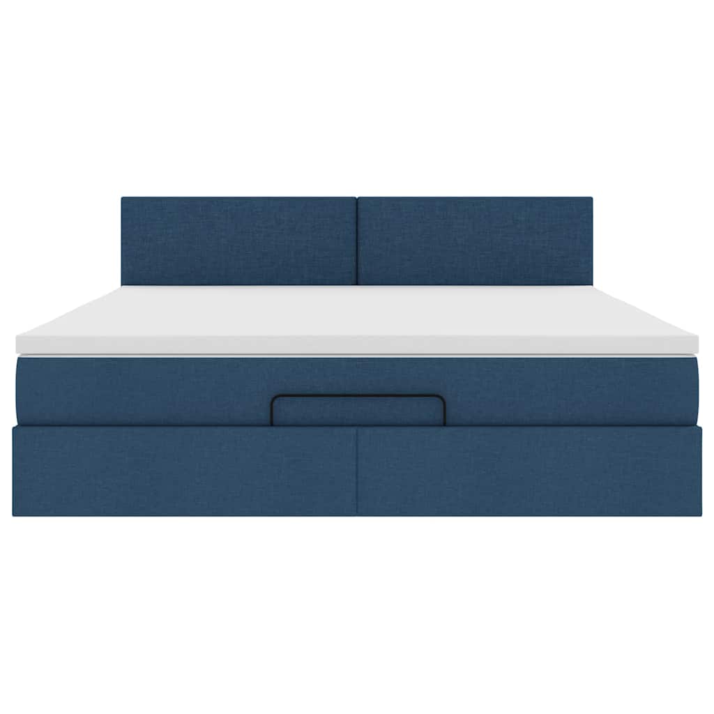 Otomanski krevet s madracem plavi 160x200cm od tkanine