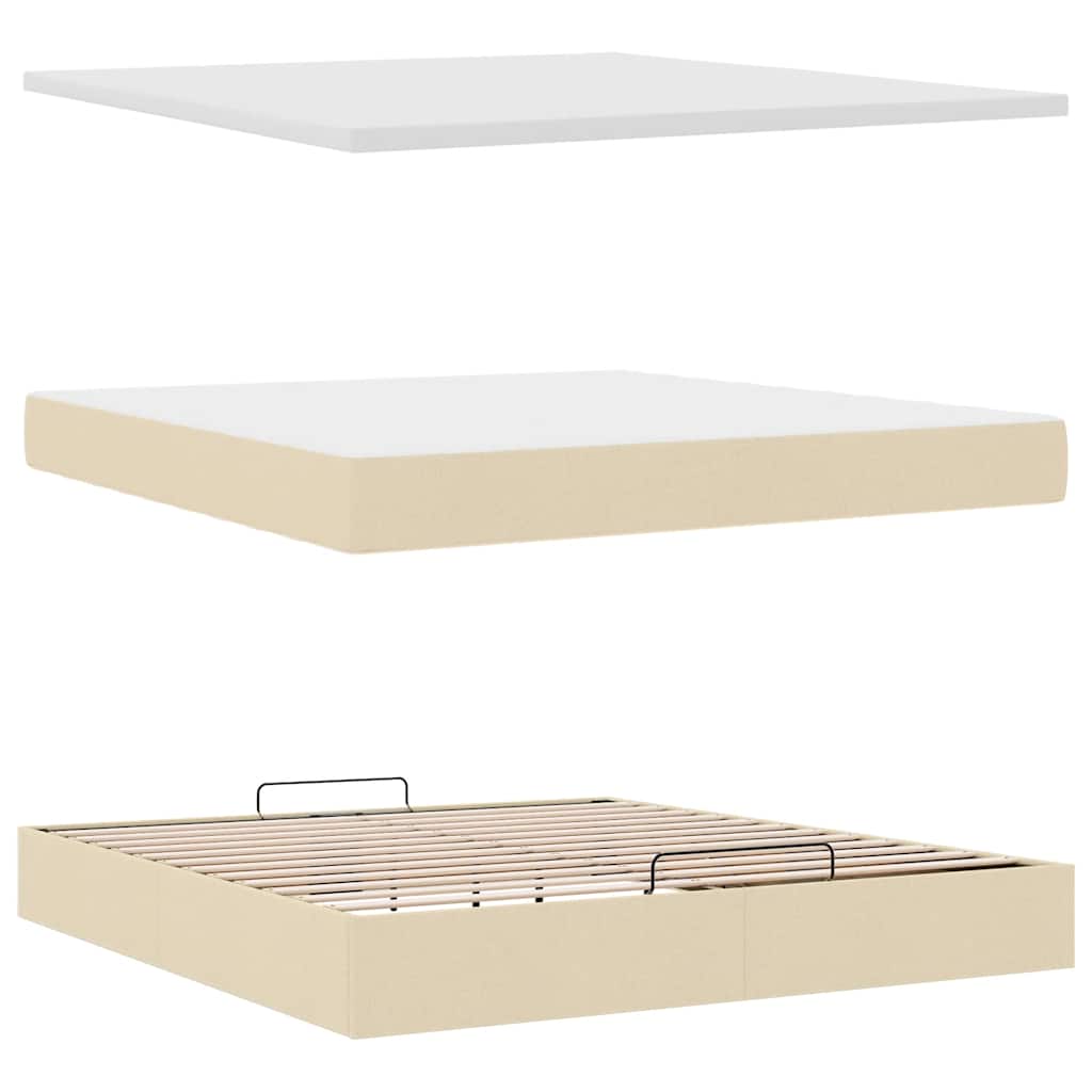 Otomanski krevet s madracem krem 180x200cm od tkanine