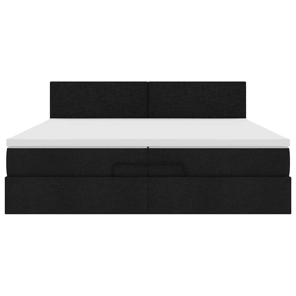 Otomanski krevet s madracem crni 200x200 cm od tkanine