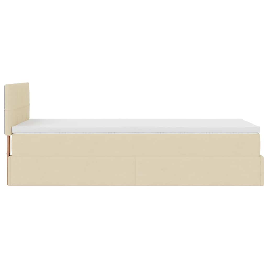 Otomanski okvir kreveta s madraca krem 80x200cm od tkanine