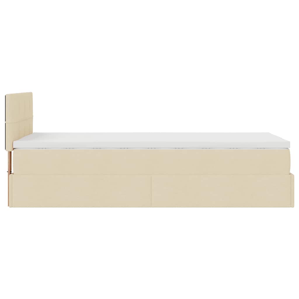 Otomanski okvir kreveta s madraca krem 90x190cm od tkanine