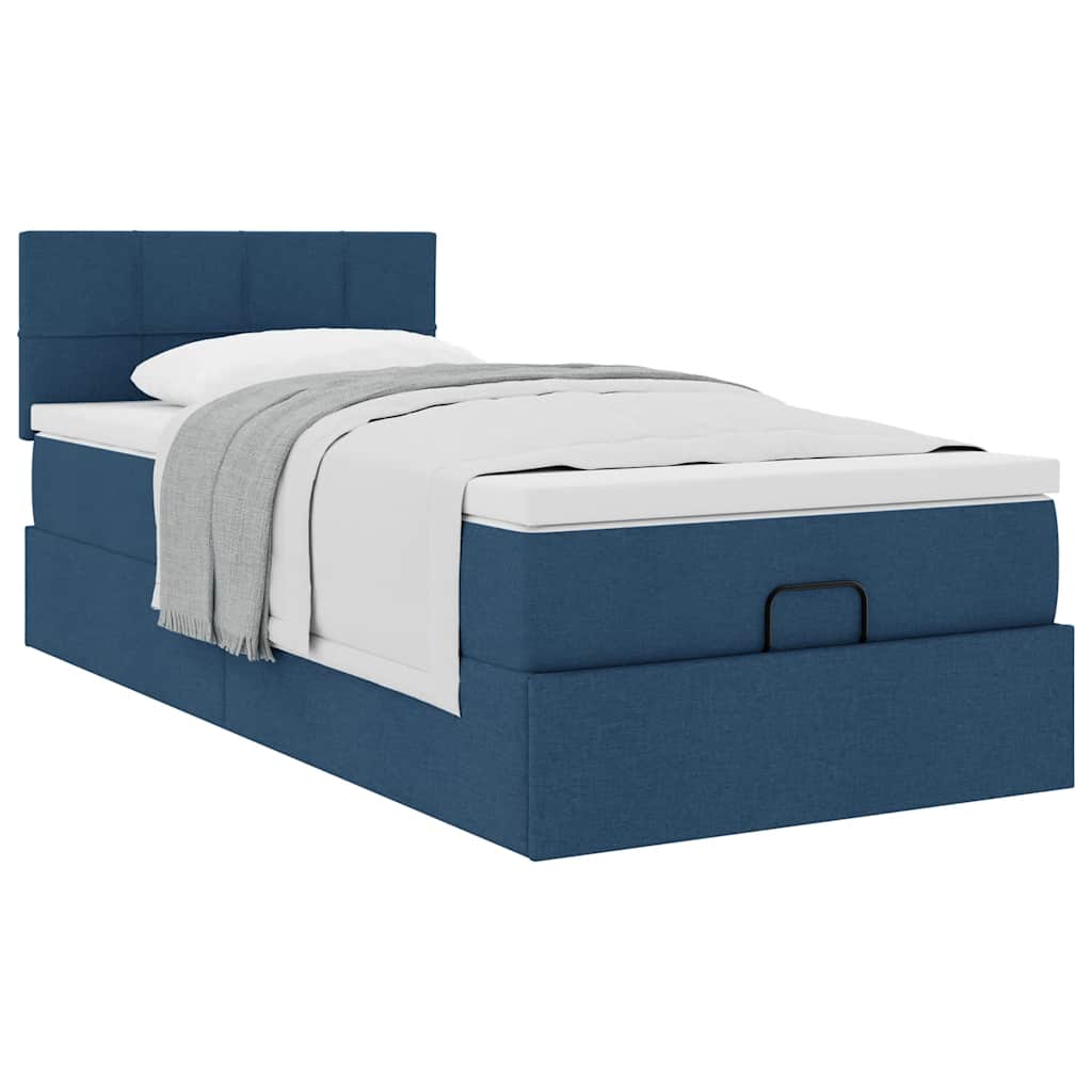 Otomanski krevet s madracem plavi 100x200 cm tkanine