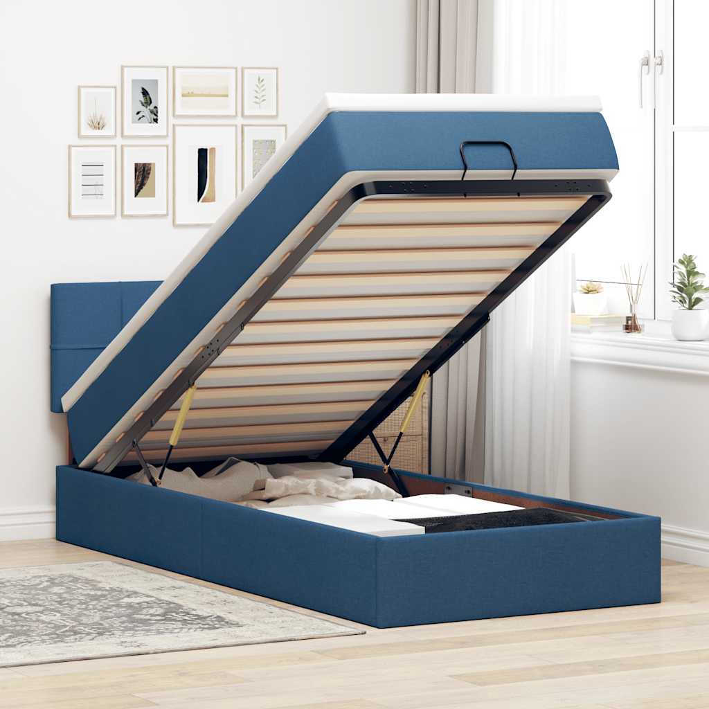 Otomanski krevet s madracem plavi 100x200 cm tkanine