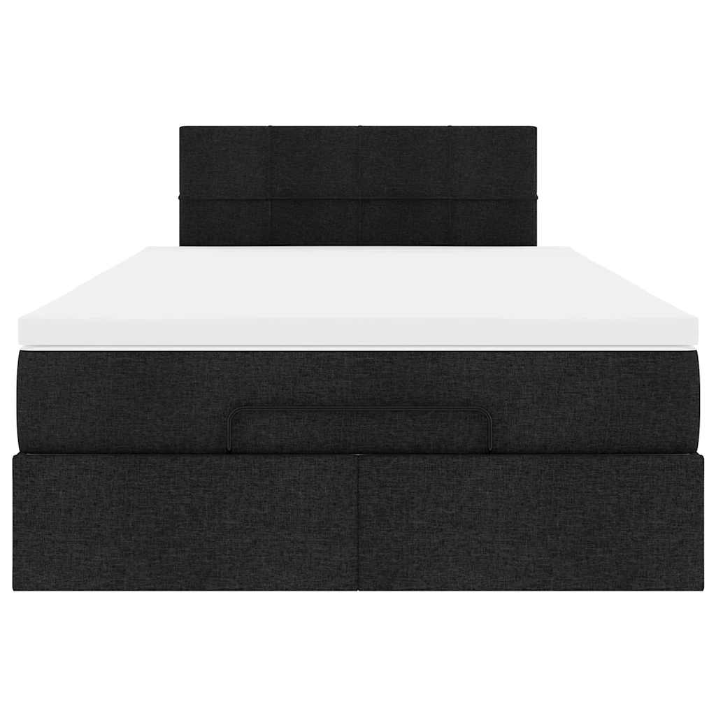 Otomanski krevet s madracem crni 120x190 cm tkanine