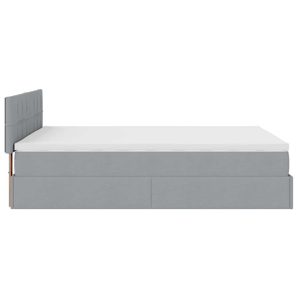 Otomanski krevet s madracem svijetlosivi 140x190 cm od tkanine
