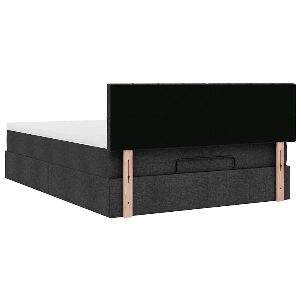 Otomanski krevet s madracem crni 140x190cm od tkanine