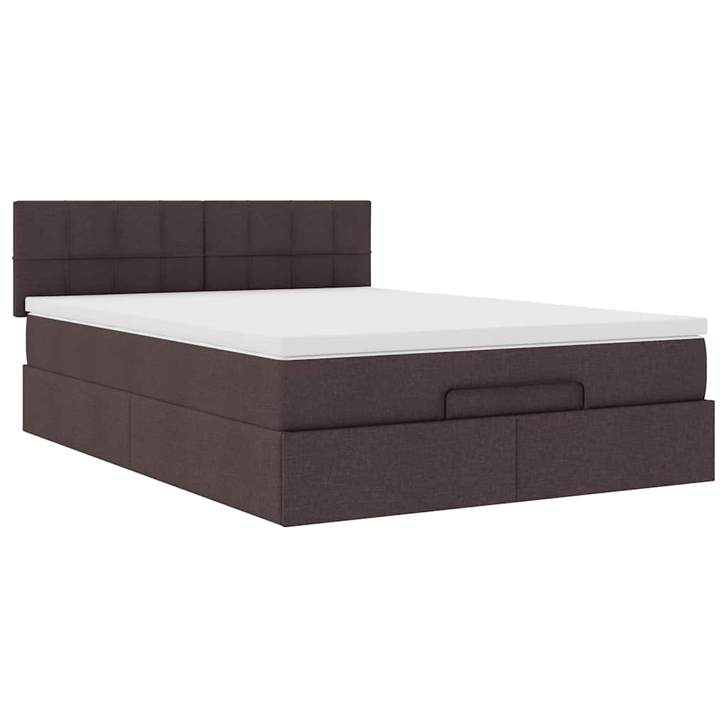 Otomanski krevet s madracem tamnosmeđi 140x190cm od tkanine