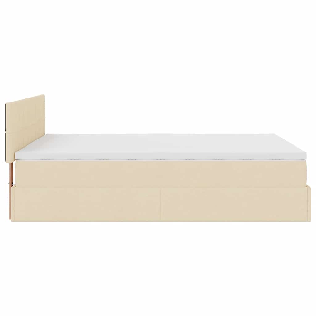 Otomanski krevet s madracem krem 140x190cm od tkanine