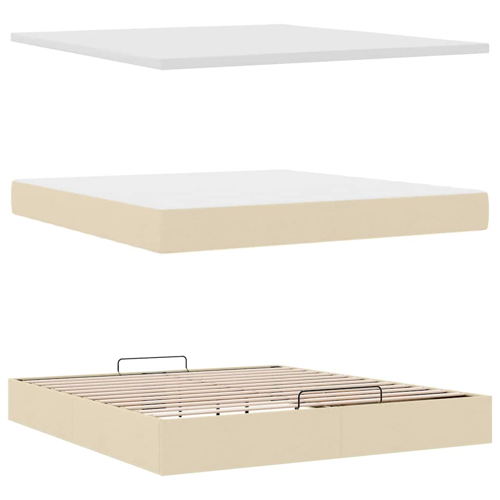 Otomanski krevet s madracem krem 160x200 cm od tkanine
