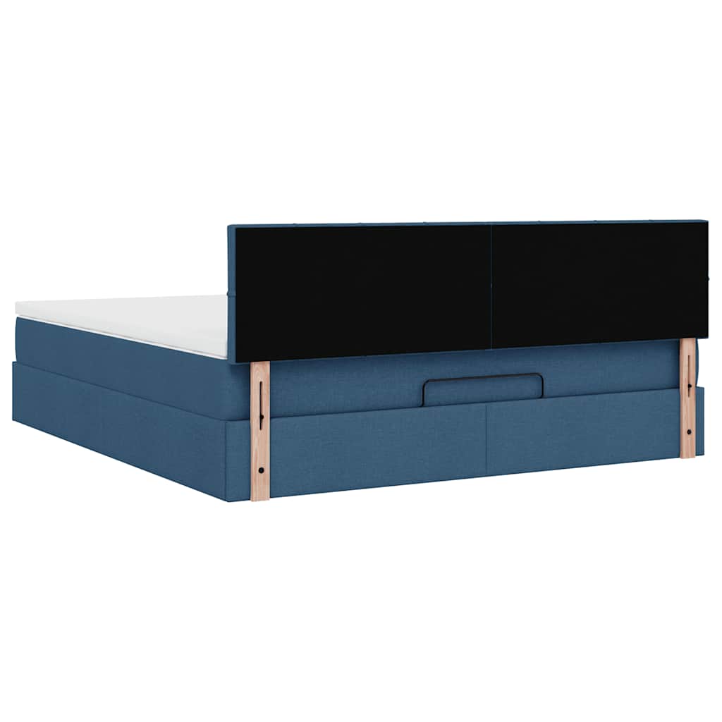 Otomanski krevet s madracem plavi 160x200cm od tkanine