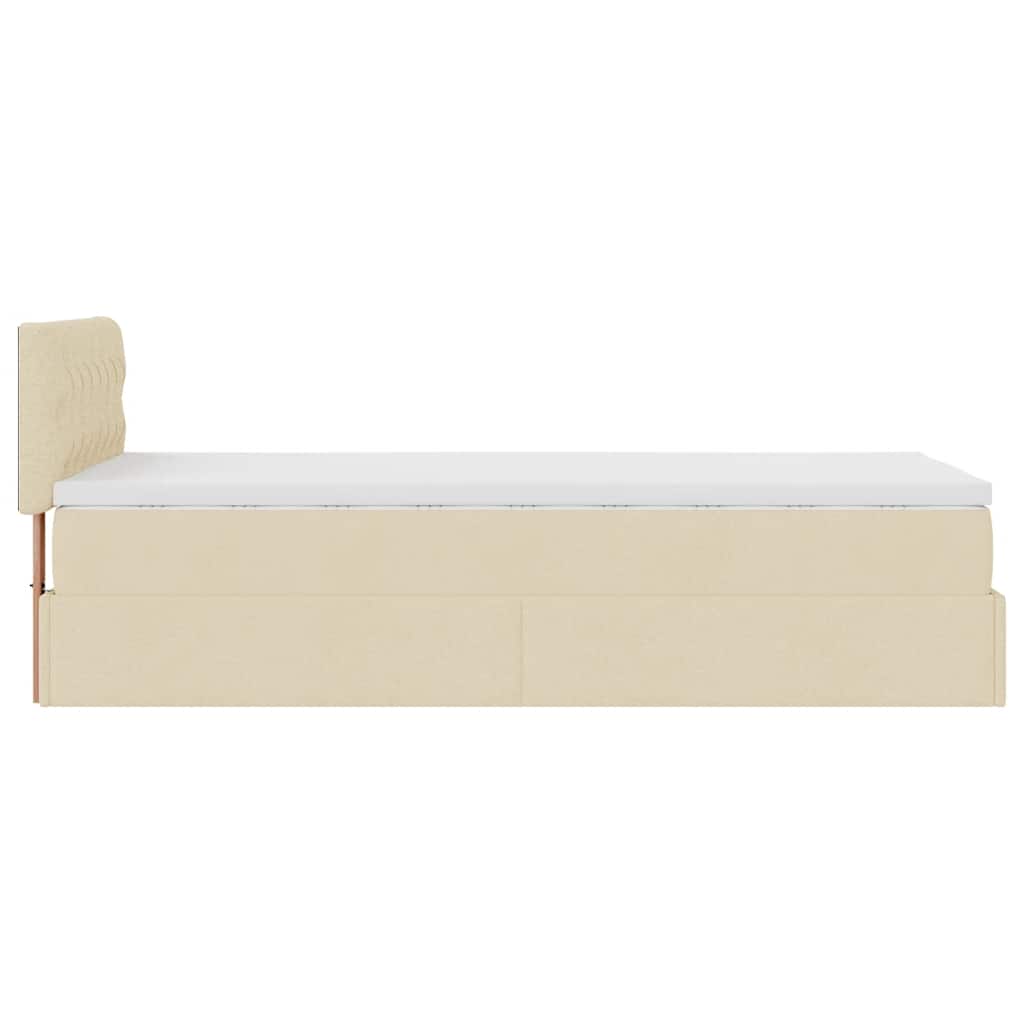 Otomanski okvir kreveta s madraca krem 80x200cm od tkanine