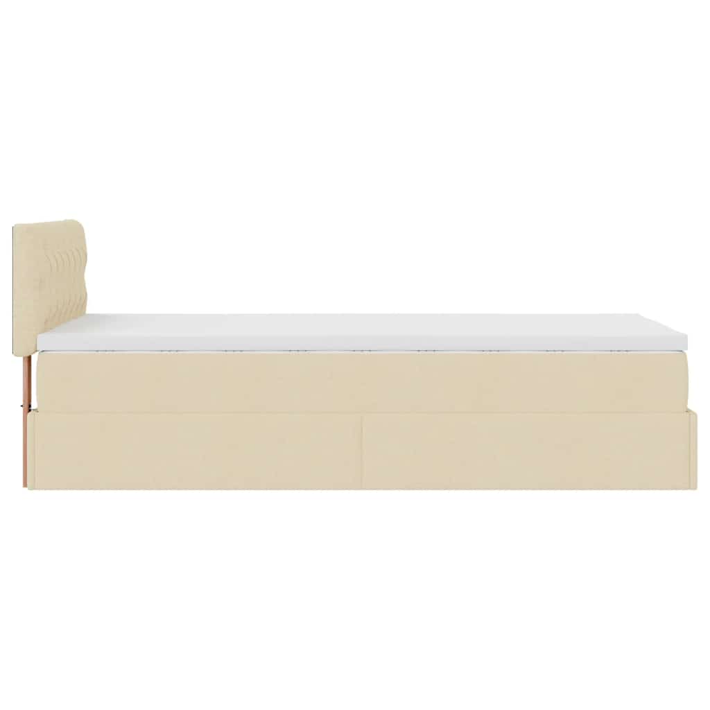 Otomanski krevet s madracem krem 90x200 cm tkanine