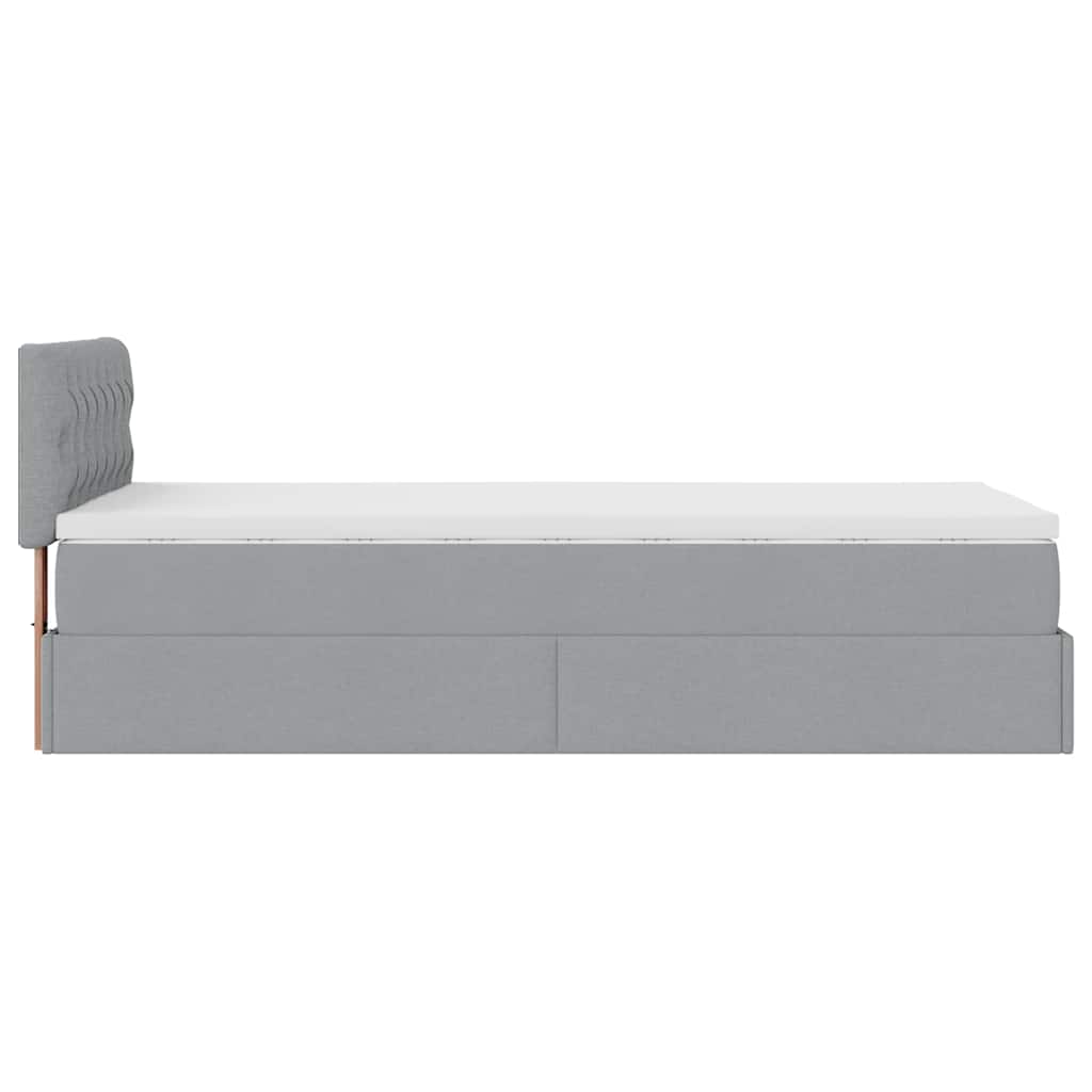 Otomanski krevet s madracem svijetlosivi 100x200 cm tkanine