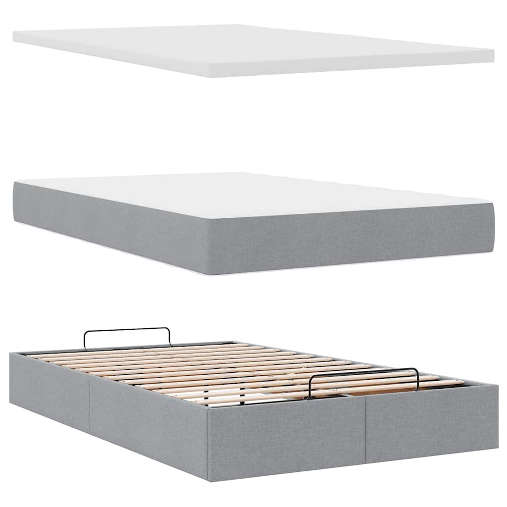 Otomanski krevet s madracem svjetlosivi 120x190 cm tkanine
