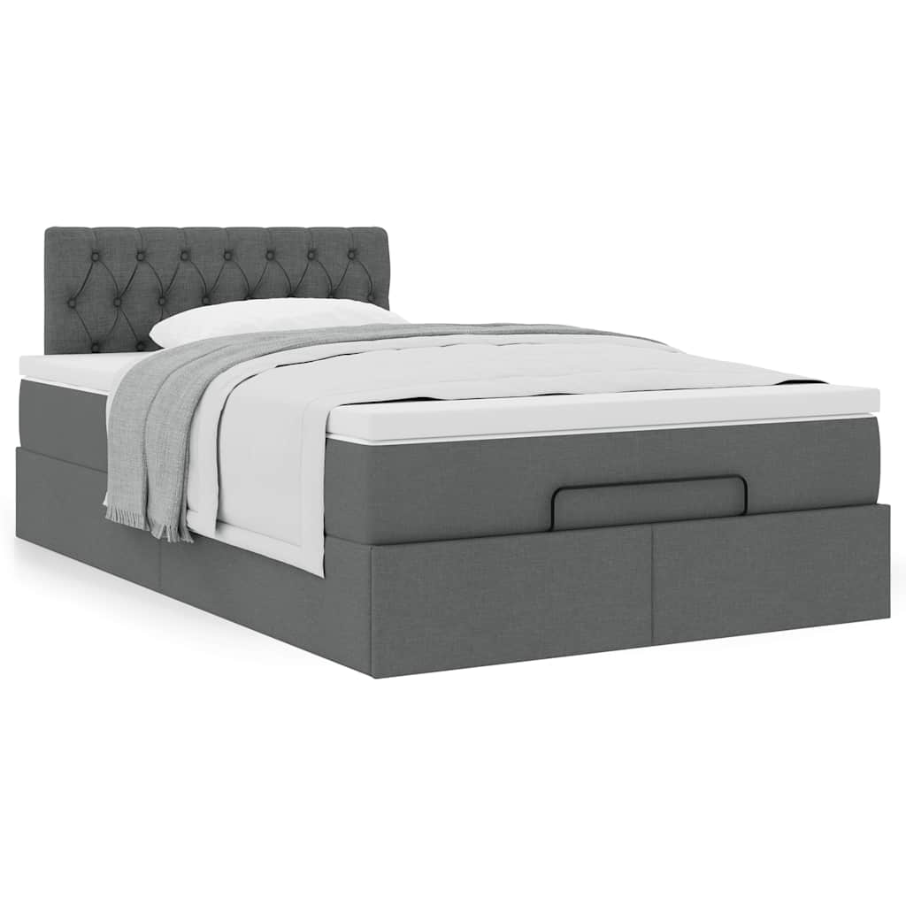 Otomanski krevet s madracem tamnosivi 120x200 cm tkanine