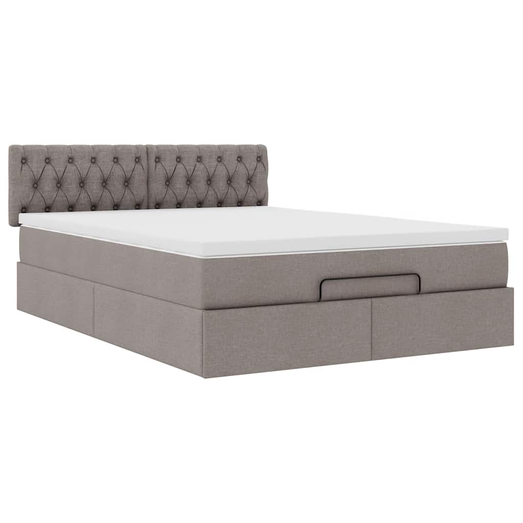 Krevet s otomancem i madracem, taupe boja, 140x190 cm, tkanina