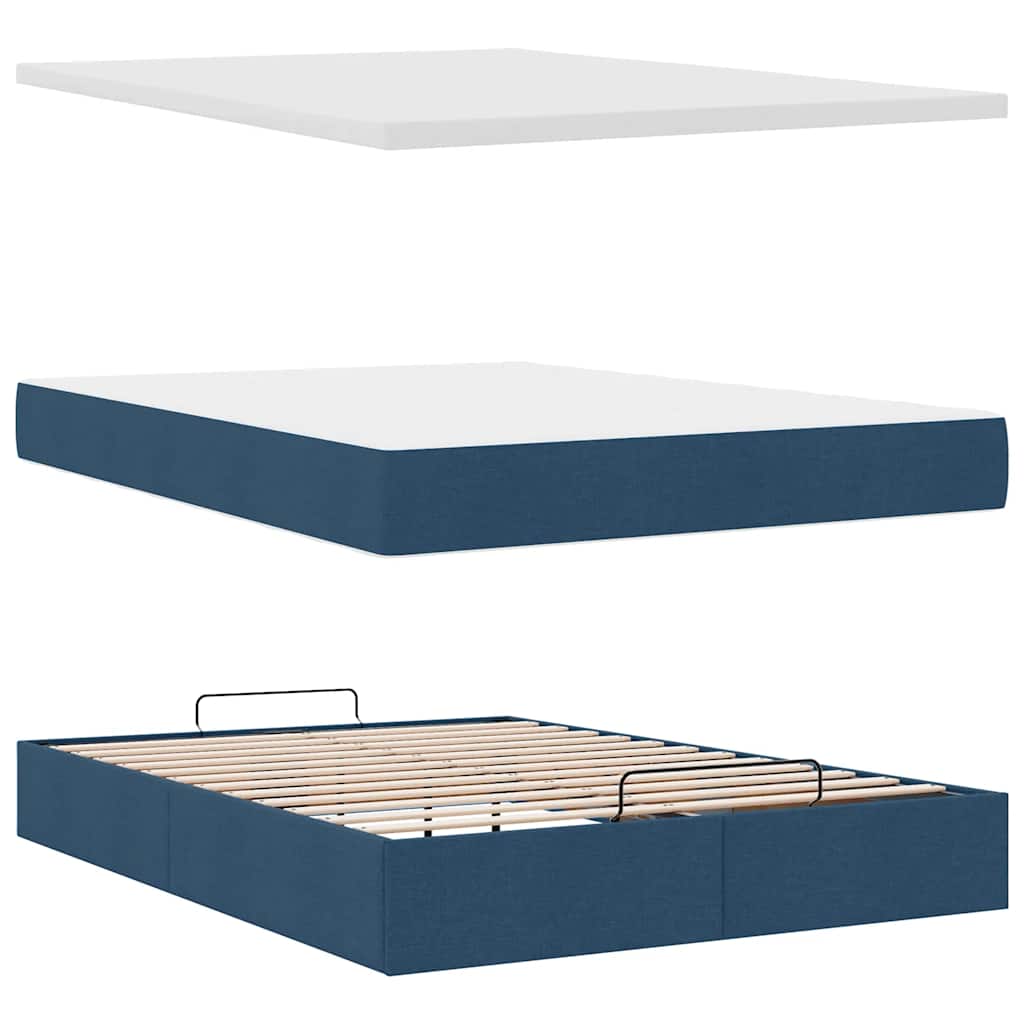 Otomanski krevet s madracem plavi 140x190cm od tkanine