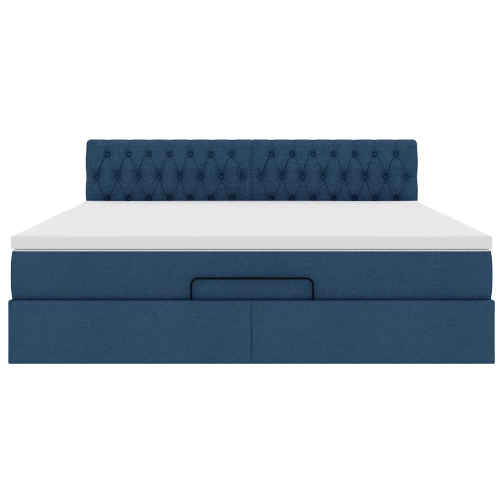 Otomanski krevet s madracem plavi 160x200cm od tkanine