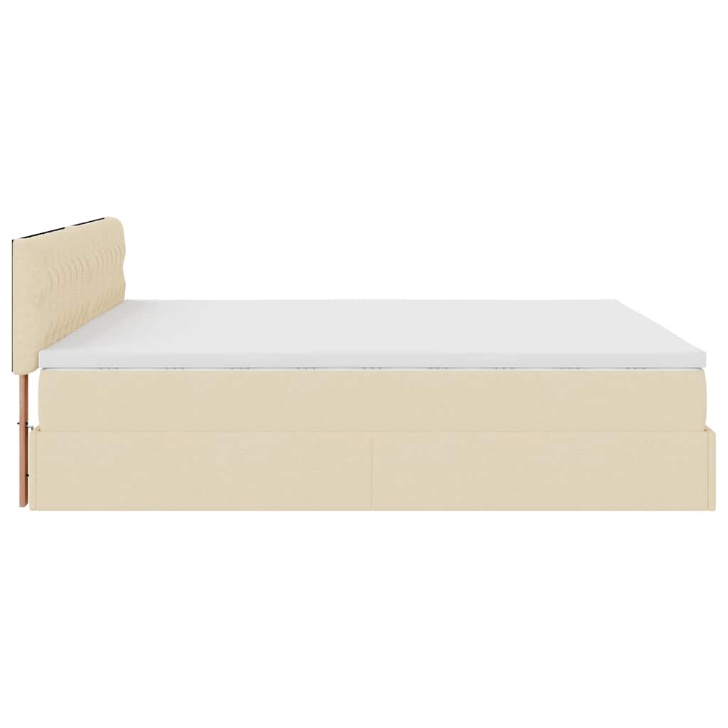Otomanski krevet s madracem krem 180x200cm od tkanine