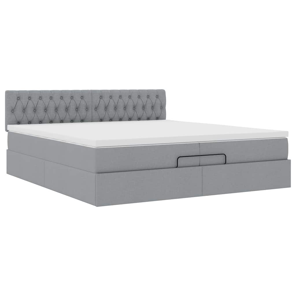 Otomanski krevet s madracem svijetlosivi 200x200 cm tkanine