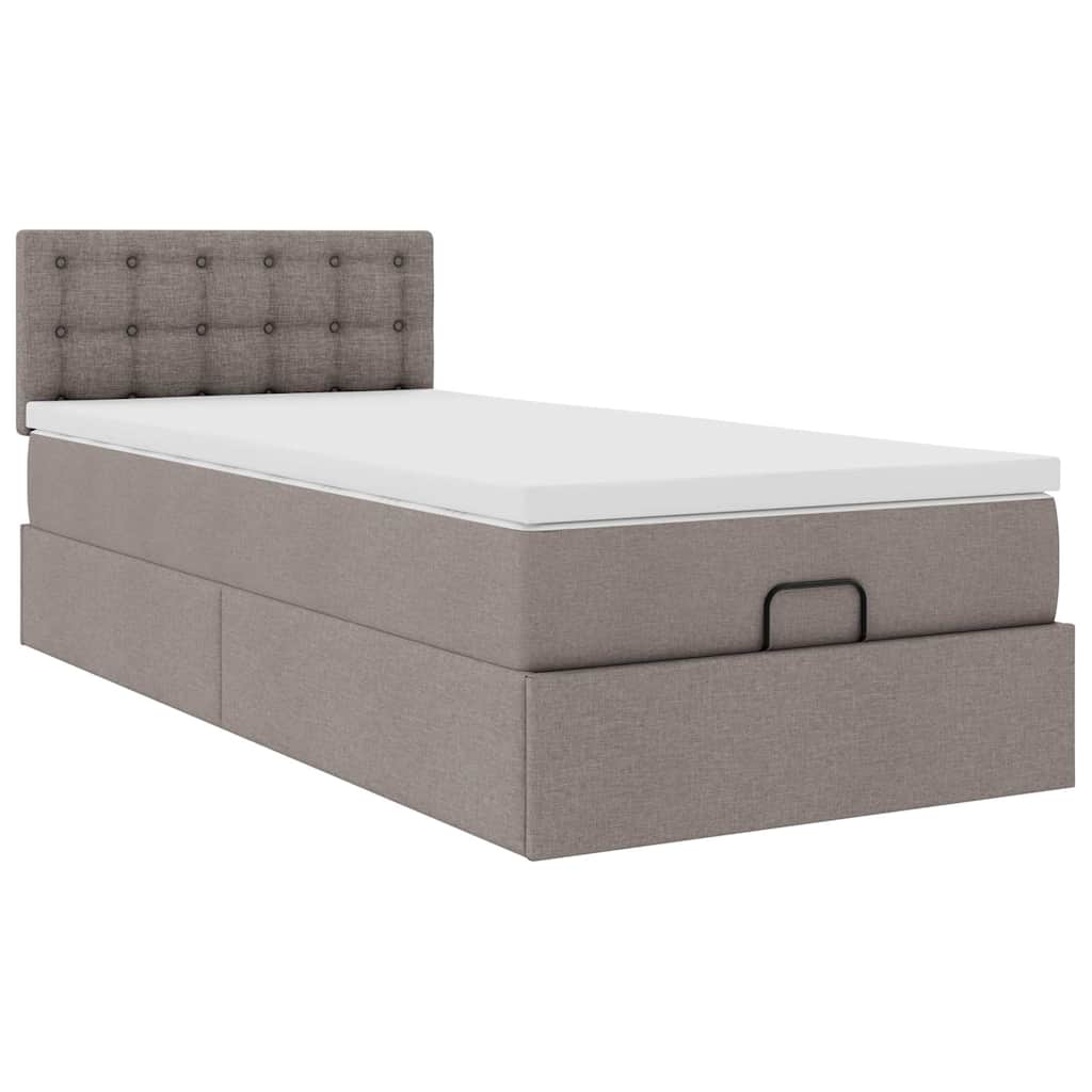 Otomanski krevet s madracem smeđesivi 90x200 cm tkanine