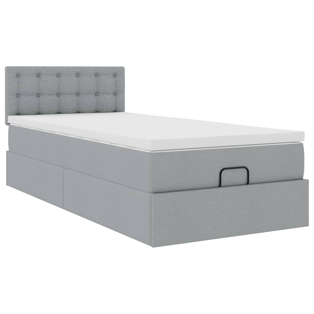 Otomanski krevet s madracem svijetlosivi 100x200 cm tkanine