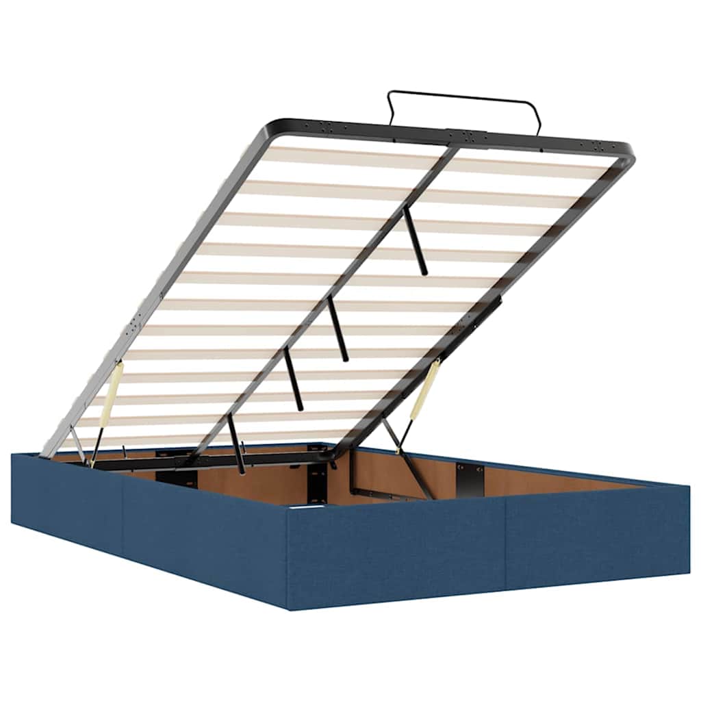 Otomanski okvir kreveta s madraca plavi 120x190 cm od tkanine