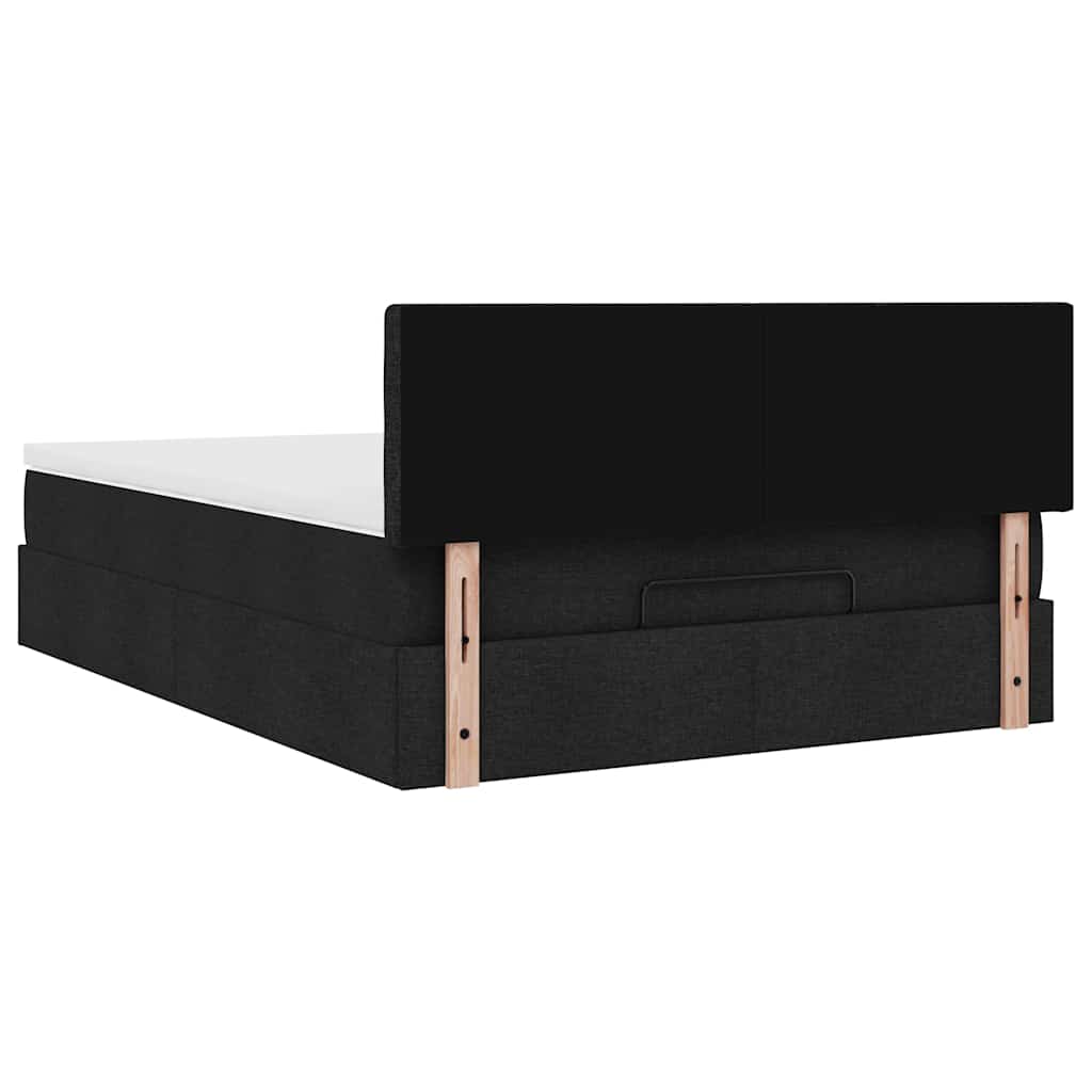 Otomanski krevet s madracem crni 140x190cm od tkanine