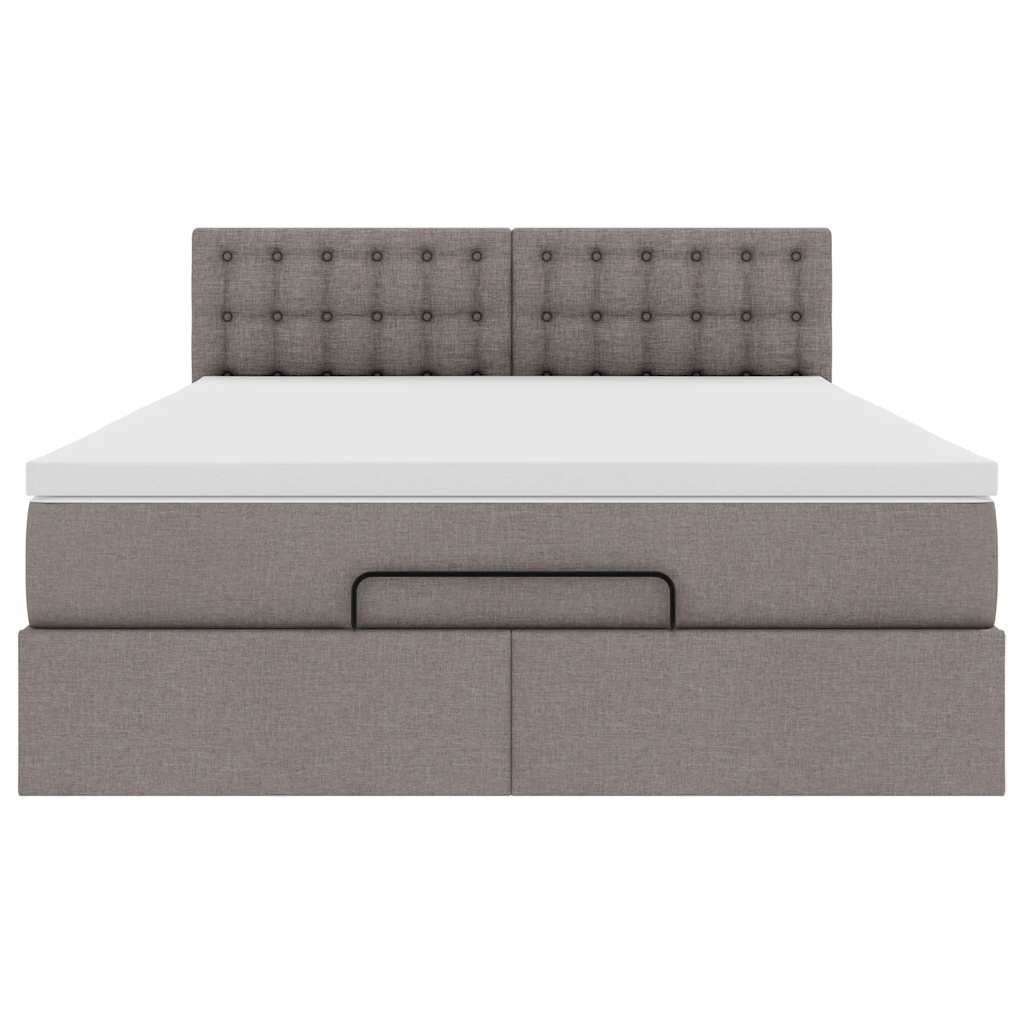 Krevet s otomancem i madracem, taupe boja, 140x190 cm, tkanina