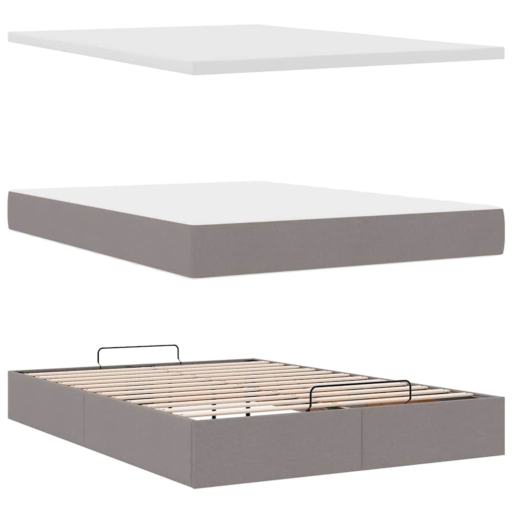 Krevet s otomancem i madracem, taupe boja, 140x190 cm, tkanina