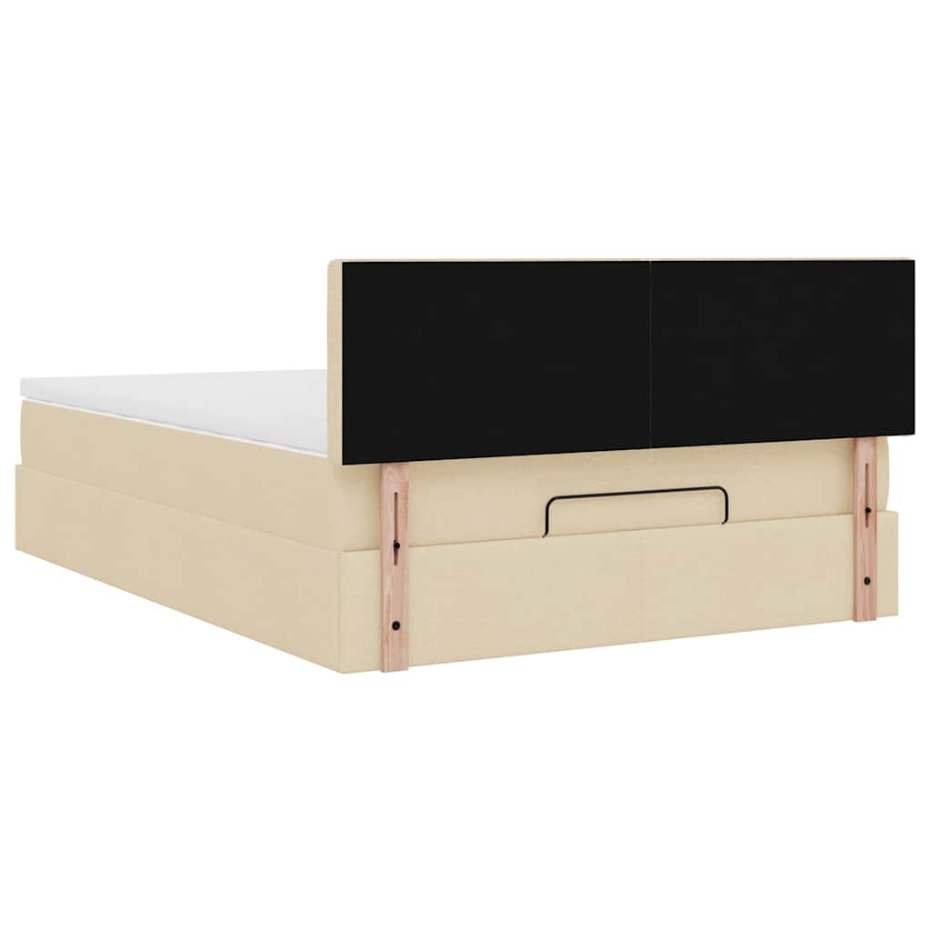 Otomanski krevet s madracem krem 140x190cm od tkanine