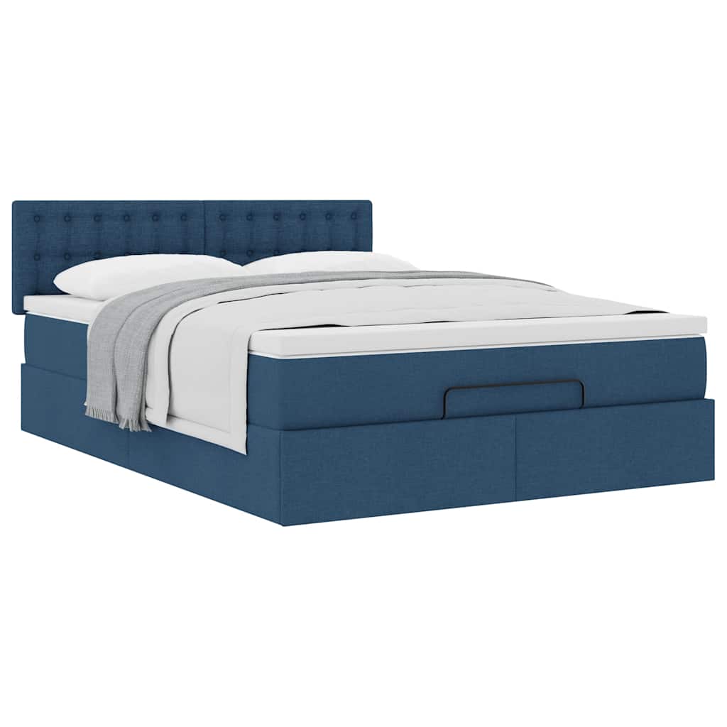 Otomanski krevet s madracem plavi 140x190cm od tkanine
