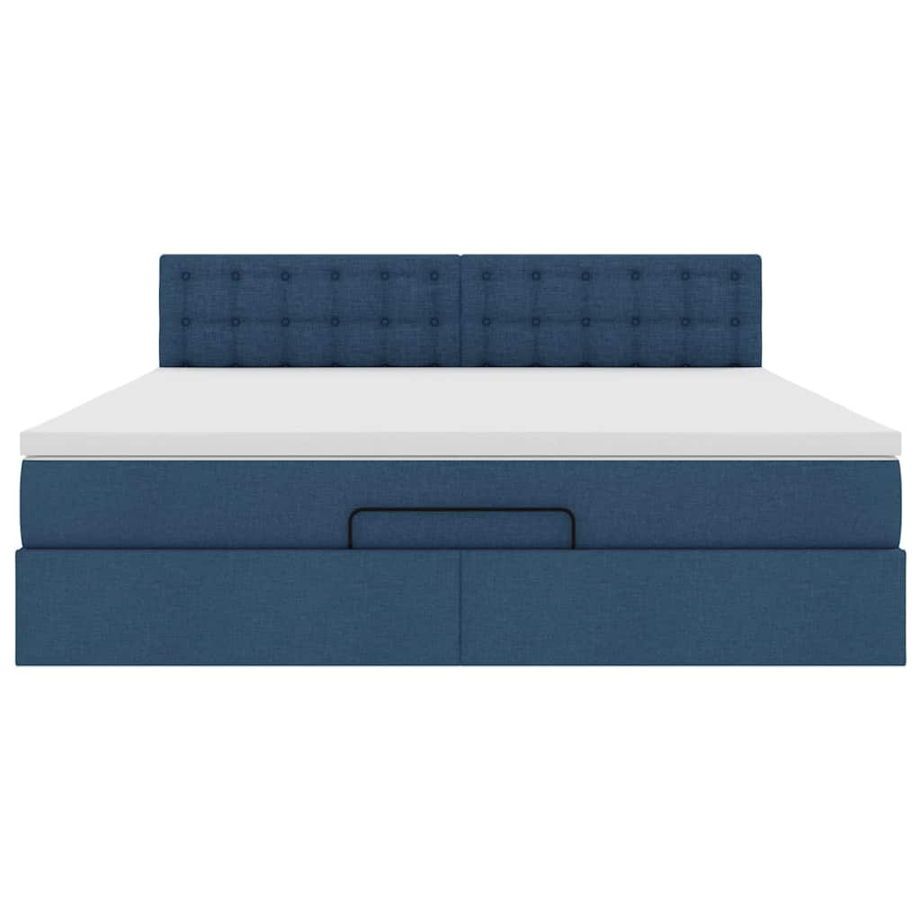 Otomanski krevet s madracem plavi 160x200cm od tkanine