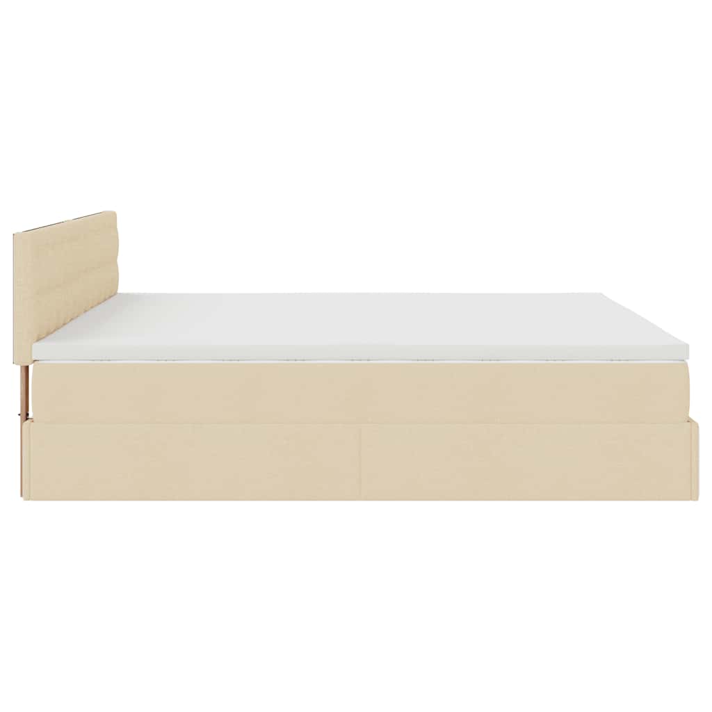 Otomanski krevet s madracem krem 180x200cm od tkanine