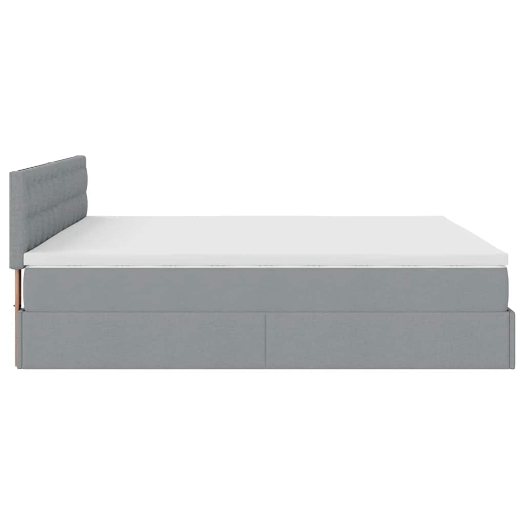 Otomanski krevet s madracem svijetlosivi 200x200 cm tkanine