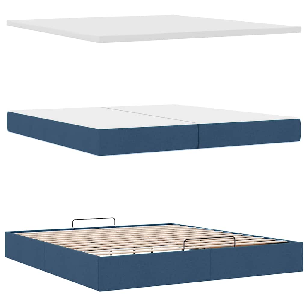 Otomanski krevet s madracem plavi 200x200 cm tkanine
