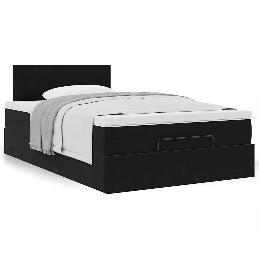 Otomanski krevet s madraca crni 120x190 cm baršunasti