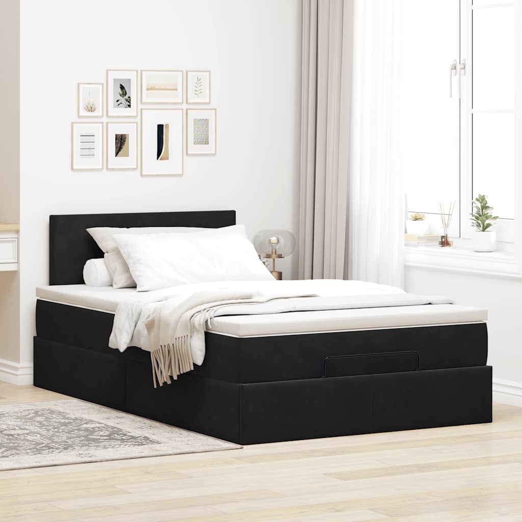 Otomanski krevet s madracem crni 120x200 cm baršunasti