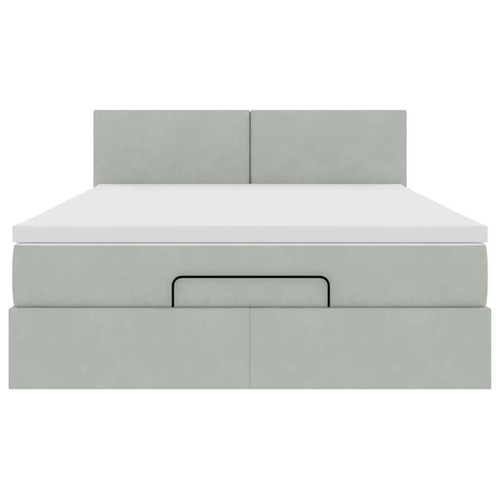 Otomanski krevet s madracem svijetlosivi 140x190 cm baršunasti