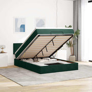 Otomanski krevet s madracem tamnozeleni 140x200 cm baršunasti