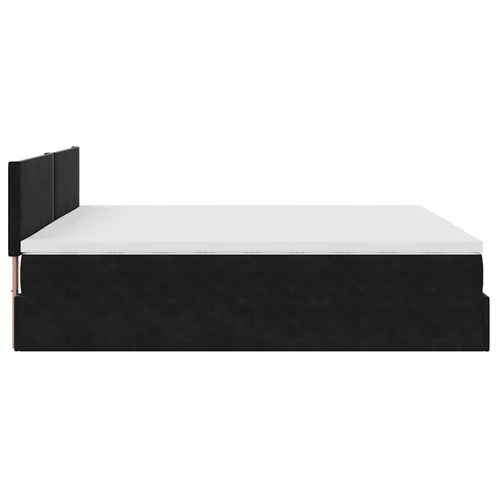 Otomanski krevet s madracem crni 180x200 cm baršunasti